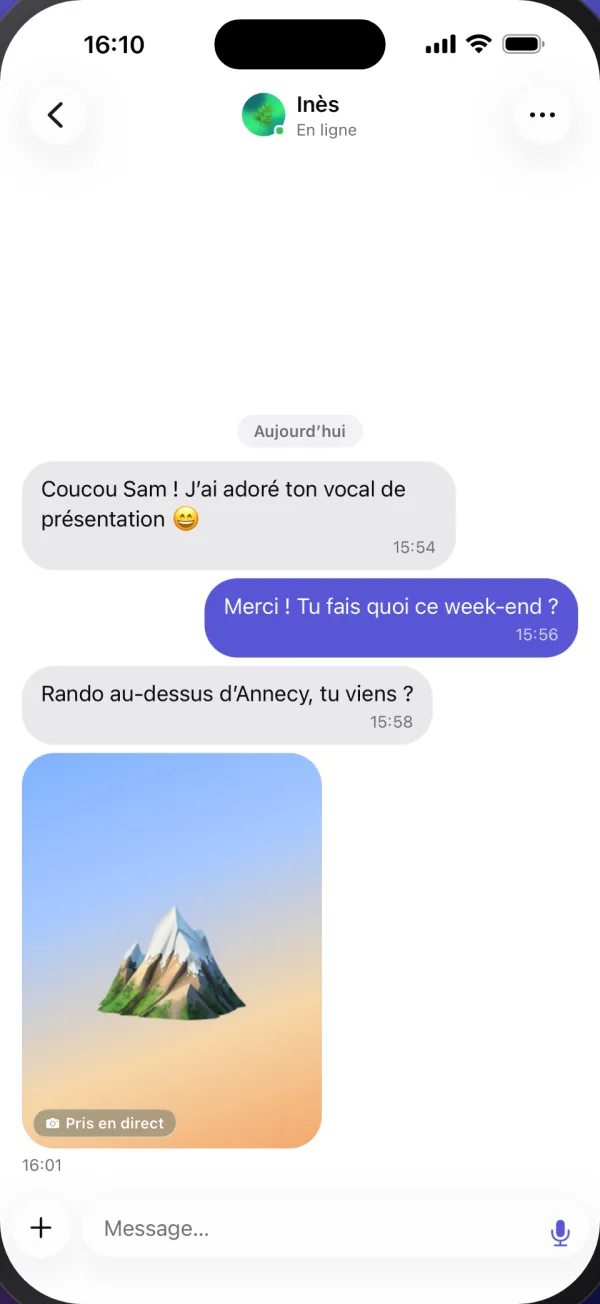 Une photo prise en direct dans une conversation
